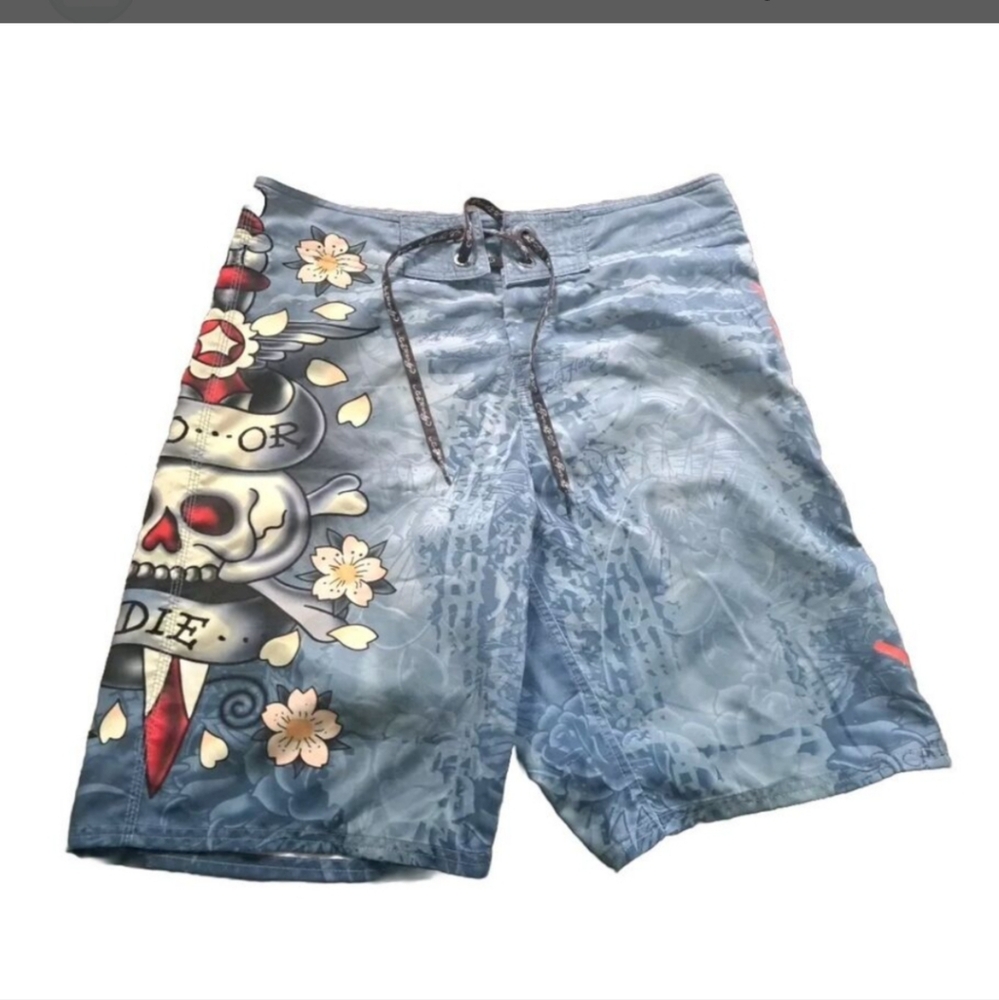 Ed Hardy by Christian Audigier Rare Vintage Y2K board shorts